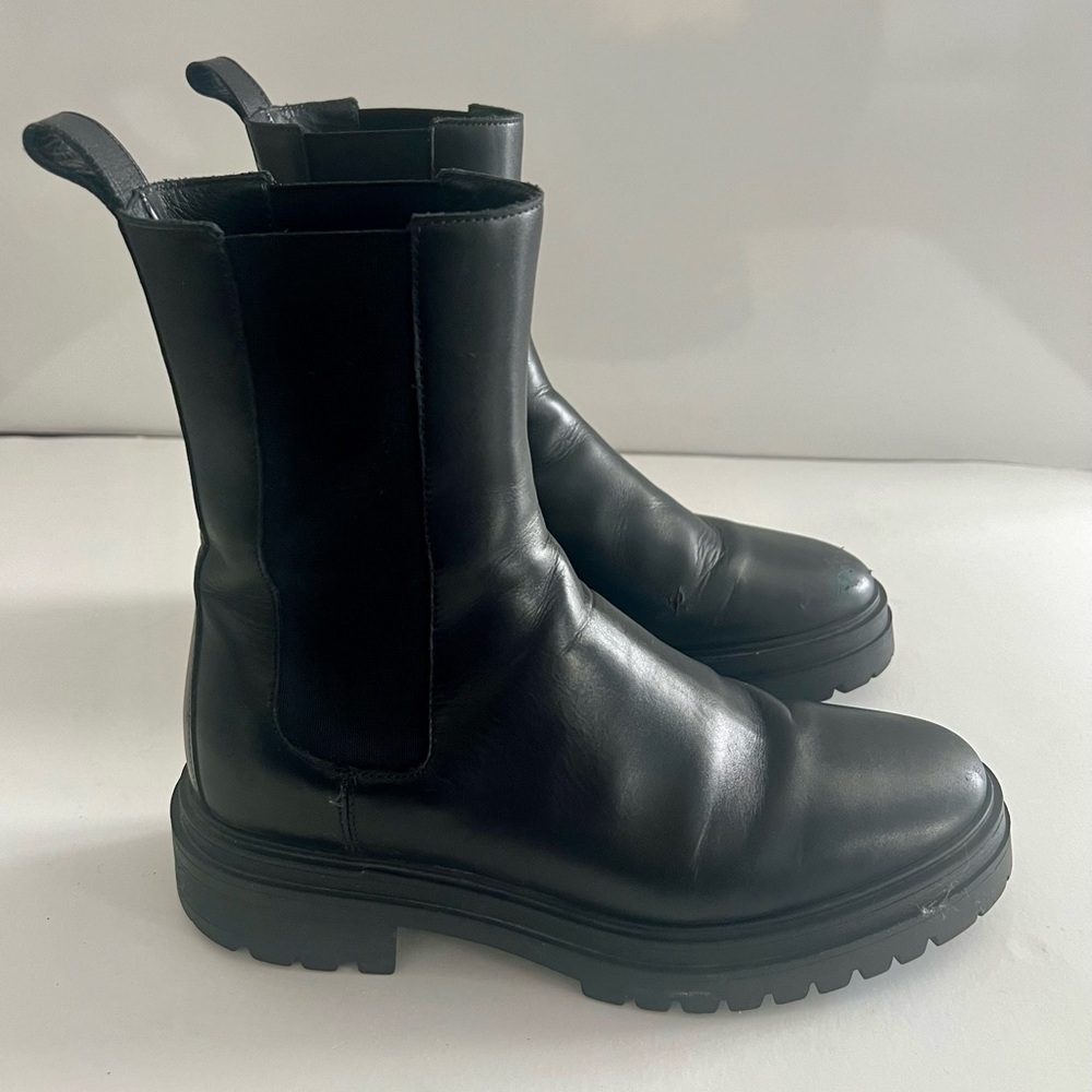 Ba&sh Leather Chelsea Boots in Black Size 37 - Picture 2 of 7